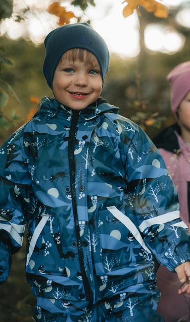 Lindberg Lekhyttan Gefüttertes Regenset, Blau/Schwarz