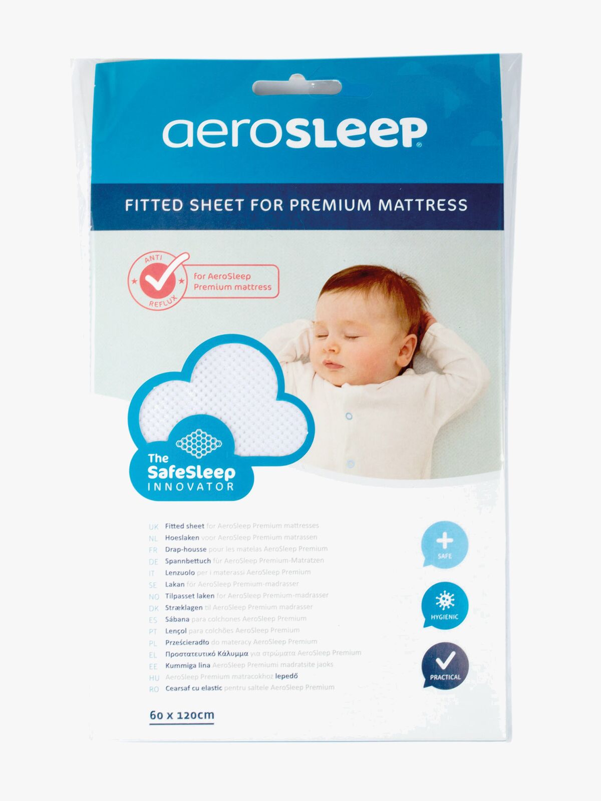 Aerosleep Spannbettlaken PREMIUM Weiß 60x120