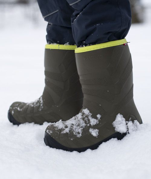 Viking Ultra Gefütterte Gummistiefel, Khaki/Schwarz