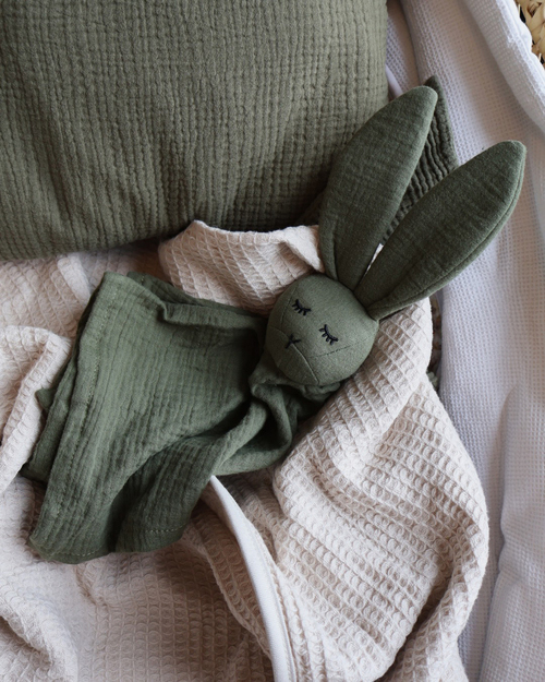 Oh, Poppy! Leia Kaninchen Schmusetuch Musselin, Linen Green