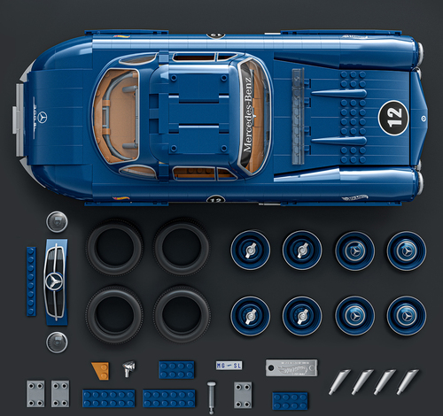 Mattel Brick Shop Hot Wheels Premium Series Bausatz Mercedes-Benz 300 SL 1600 Teile