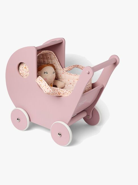 Smallstuff Puppenwagen aus Holz, Rosa
