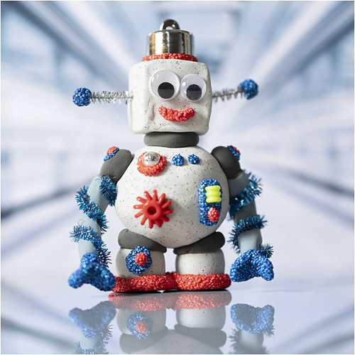 Creativ Company Bastelset Mini Modelliermasse Roboter, Blau/Grau/Rot