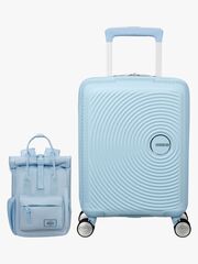 American Tourister Soundbox Mini Reisekoffer 22L & Urban Groove City Rucksack 7L, Pastel Blue