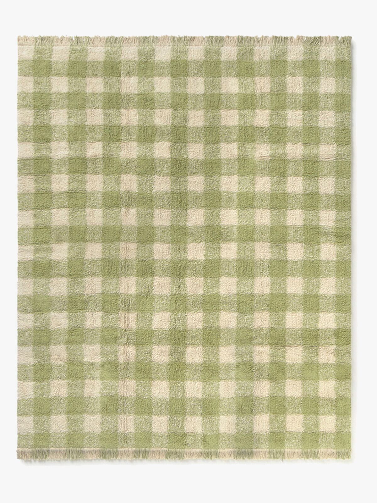 Lorena Canals Waschbarer Vichy Teppich 150x180 cm, Matcha