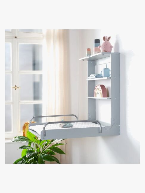 Roba Wandmontierter Wickeltisch & Wickelunterlage, Taupe Lacquered/Silver Grey