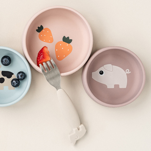 Done By Deer Pigee Silikon Schüssel 2er-Pack, Powder