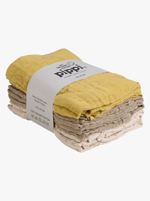 Pippi Musselintücher 6er-Pack, Rattan