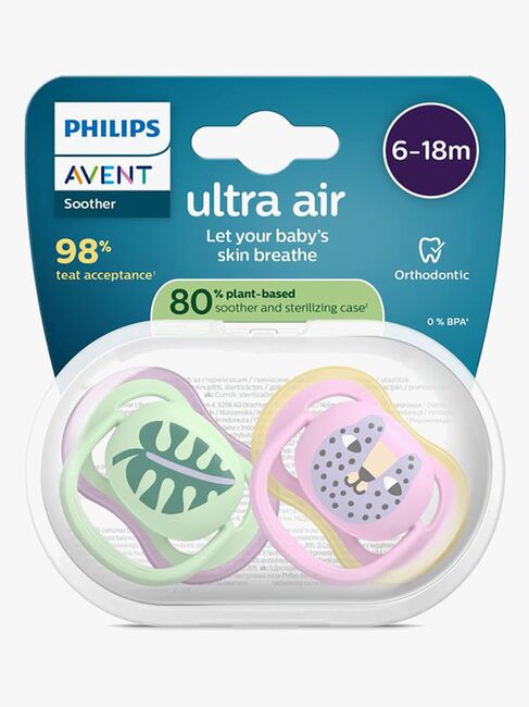 Philips Avent Ultra Air Schnuller 6–18m 2er-Pack, Rosa/Grün