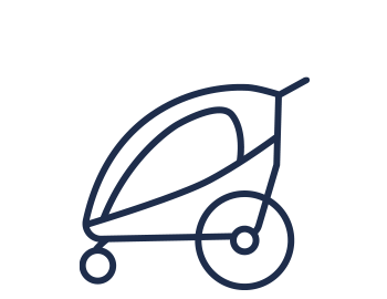 Illustration eines Kinderwagens im Liniendesign.