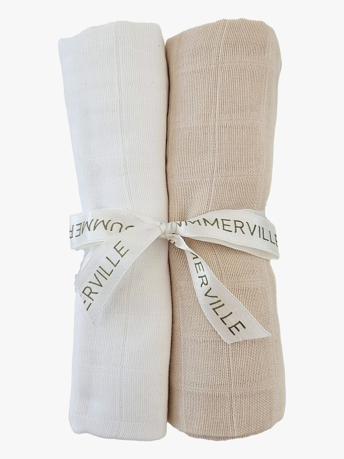 Summerville Organic Musselintuch 2er-Pack, Sandshell/White