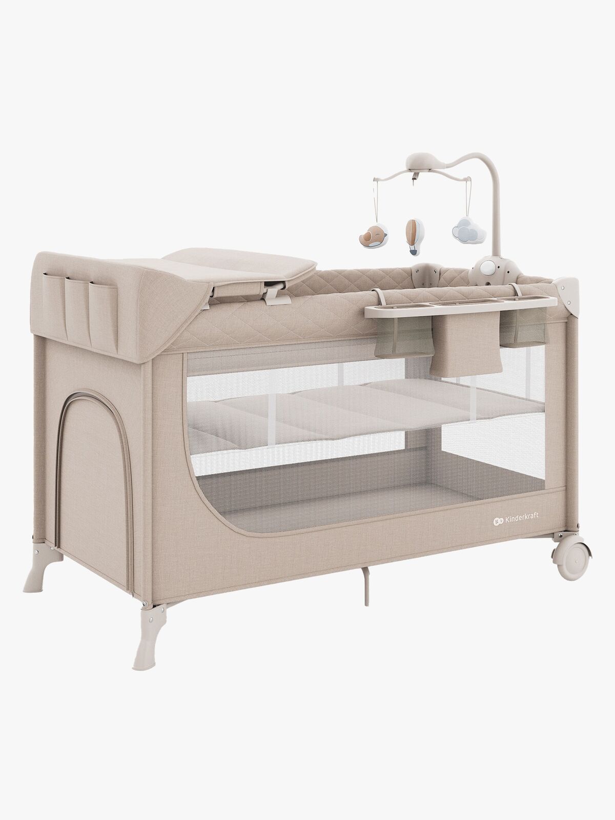 Kinderkraft LEODY UP Reisebett mit Zubehör, Beige