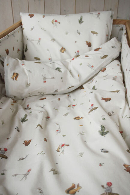 Elsa Beskow Tomtebobarnen Bettwäsche-Set 100 x 130 cm Babybett, Beige