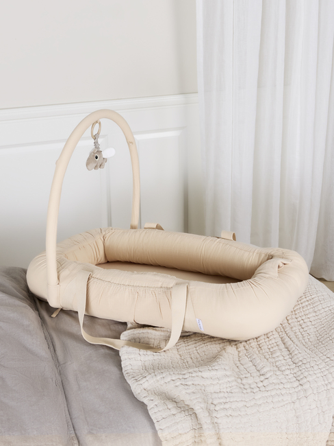 Alice & Fox ALBA Babynest mit Griffen, Beige Muslin