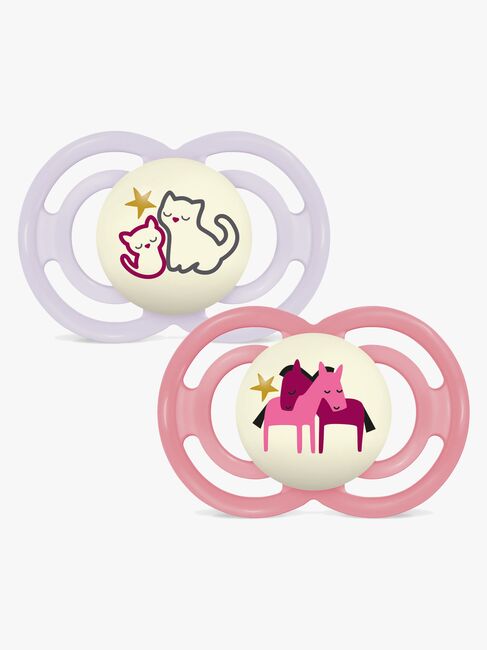 MAM Perfect Night Schnuller Silikon 2er-Pack 16-36m, Rosa