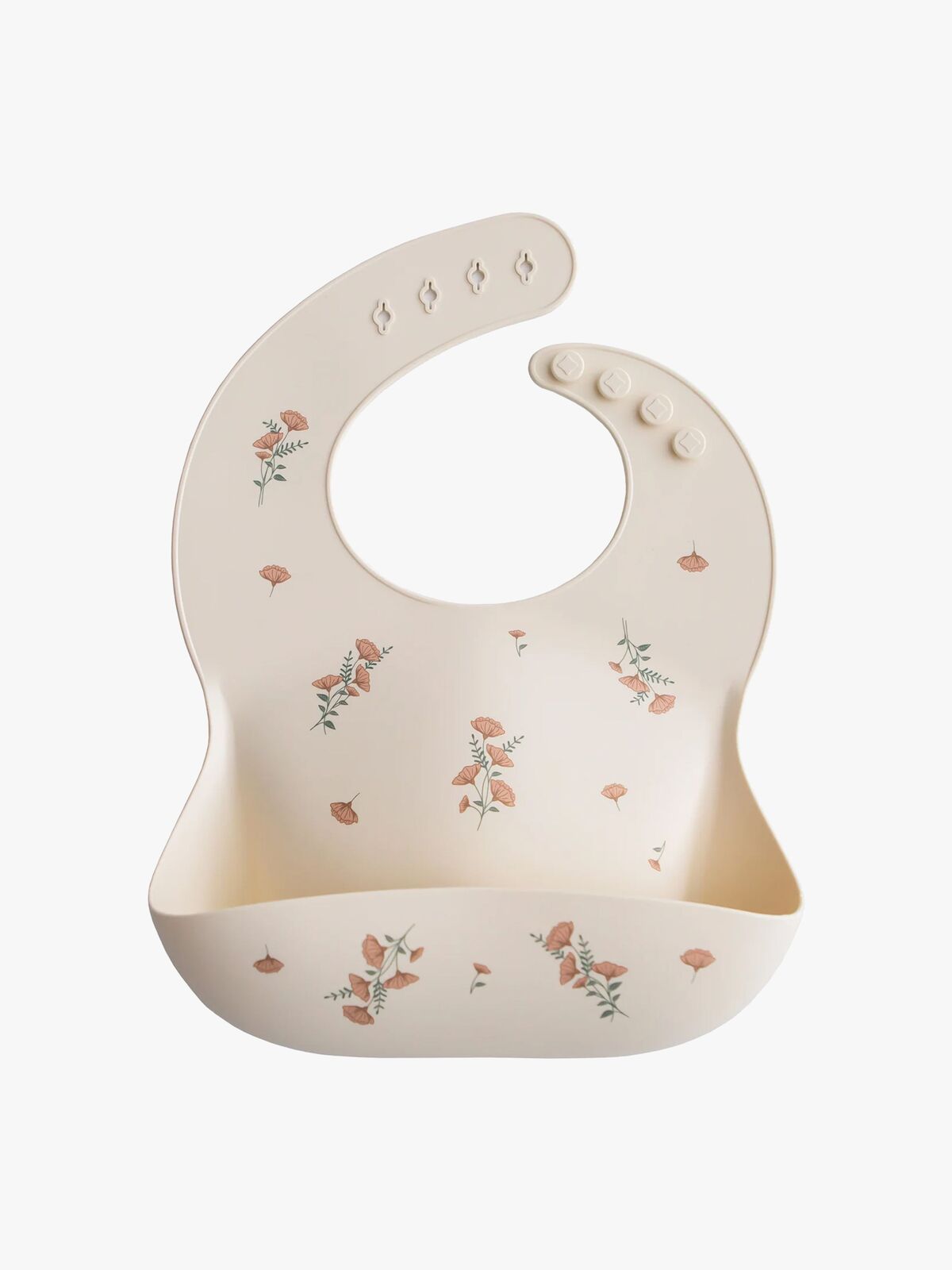 Mushie Lätzchen Silikon, Pink Flowers