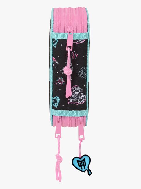 Monster High Gefülltes Dreifach-Federmäppchen 37 Teile, Schwarz