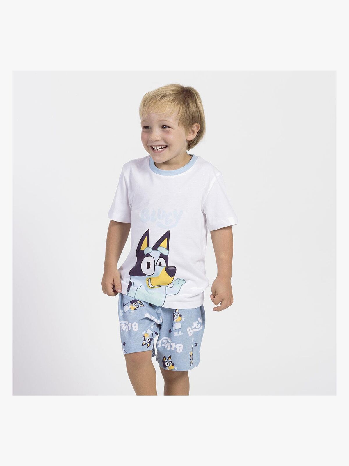 Bluey Pyjama, Weiß/Blau