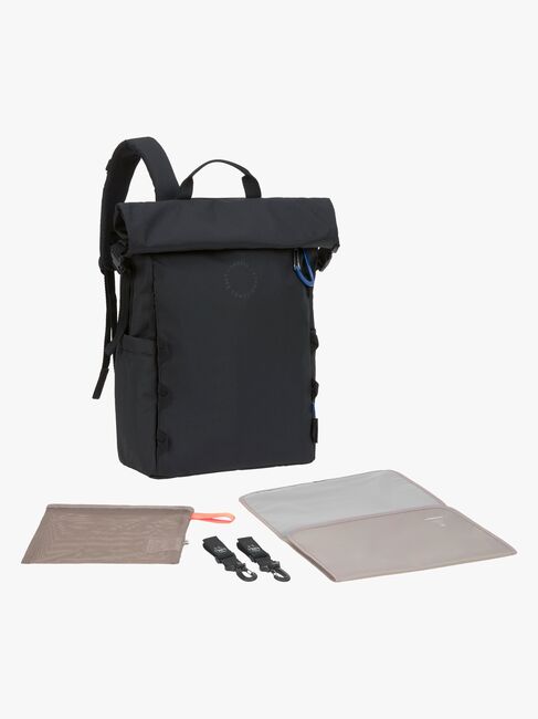 Lässig Outdoor Wickeltasche Rucksack mit Roll-Top-Öffnung, Black