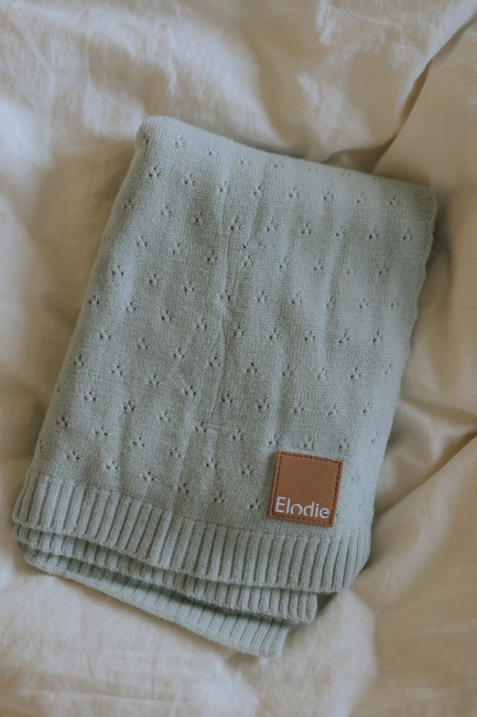 Elodie  Lochmuster-gestrickt Decke, Mineral Green