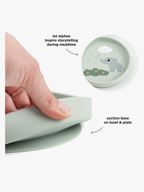 Done By Deer Elphee Silikon Geschirr-Set Stick & Stay, Green