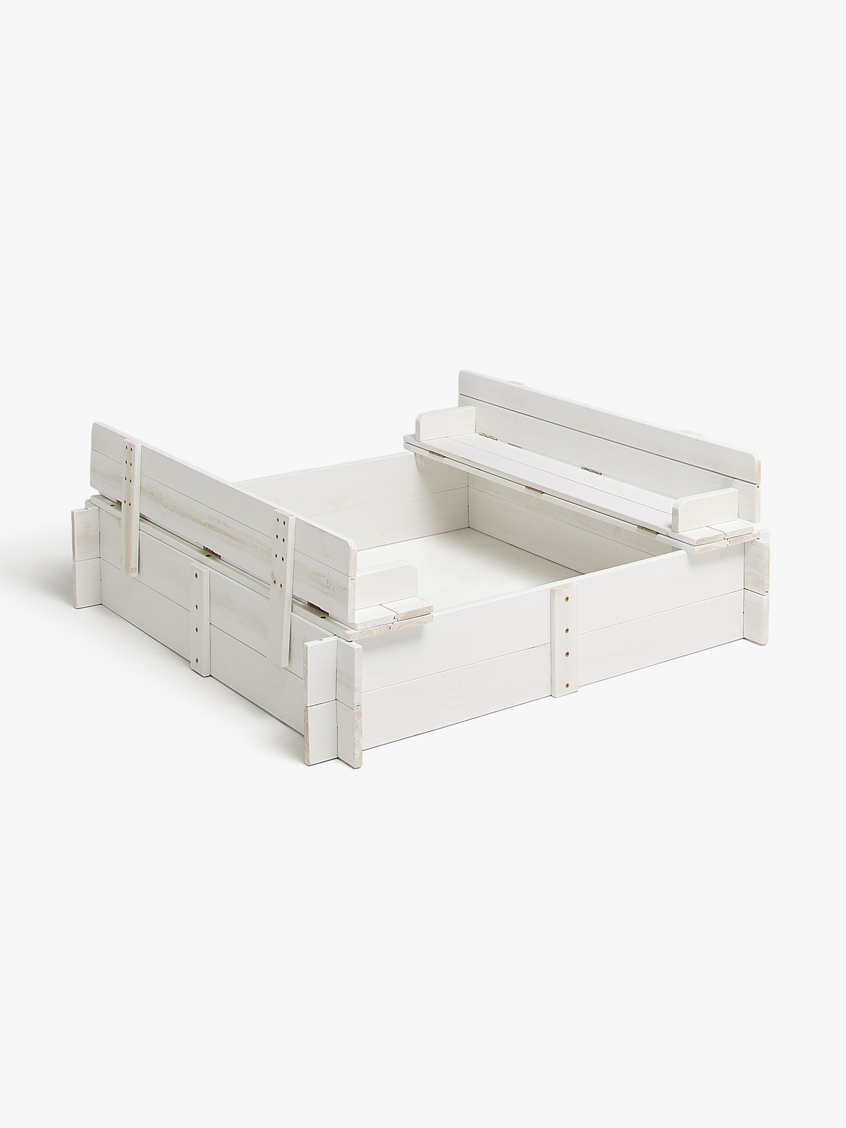 Woodlii Sandkasten mit Deckel & Bank, Weiß