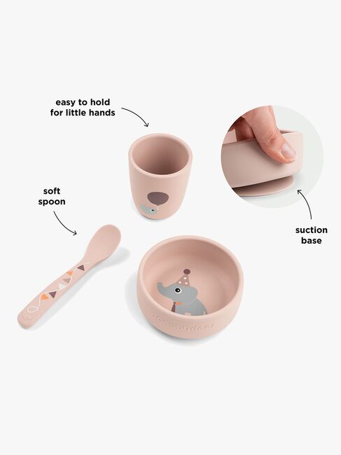 Done By Deer Celebration Silikon Geschirr-Set Stick & Stay, Powder