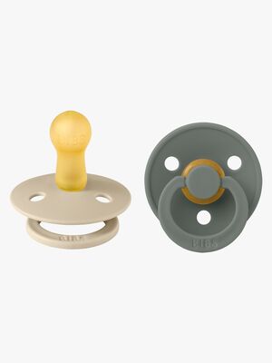 BIBS Colour Schnuller 2er-Pack Latex Größe 2 Rund, Vanilla/Pine