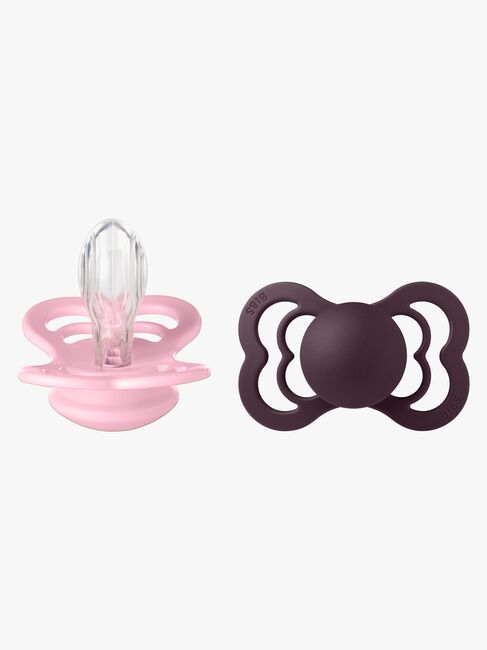 BIBS Supreme Schnuller 2er-Pack Silikon Gr. 2 Symmetrisch, Baby Pink/Plum