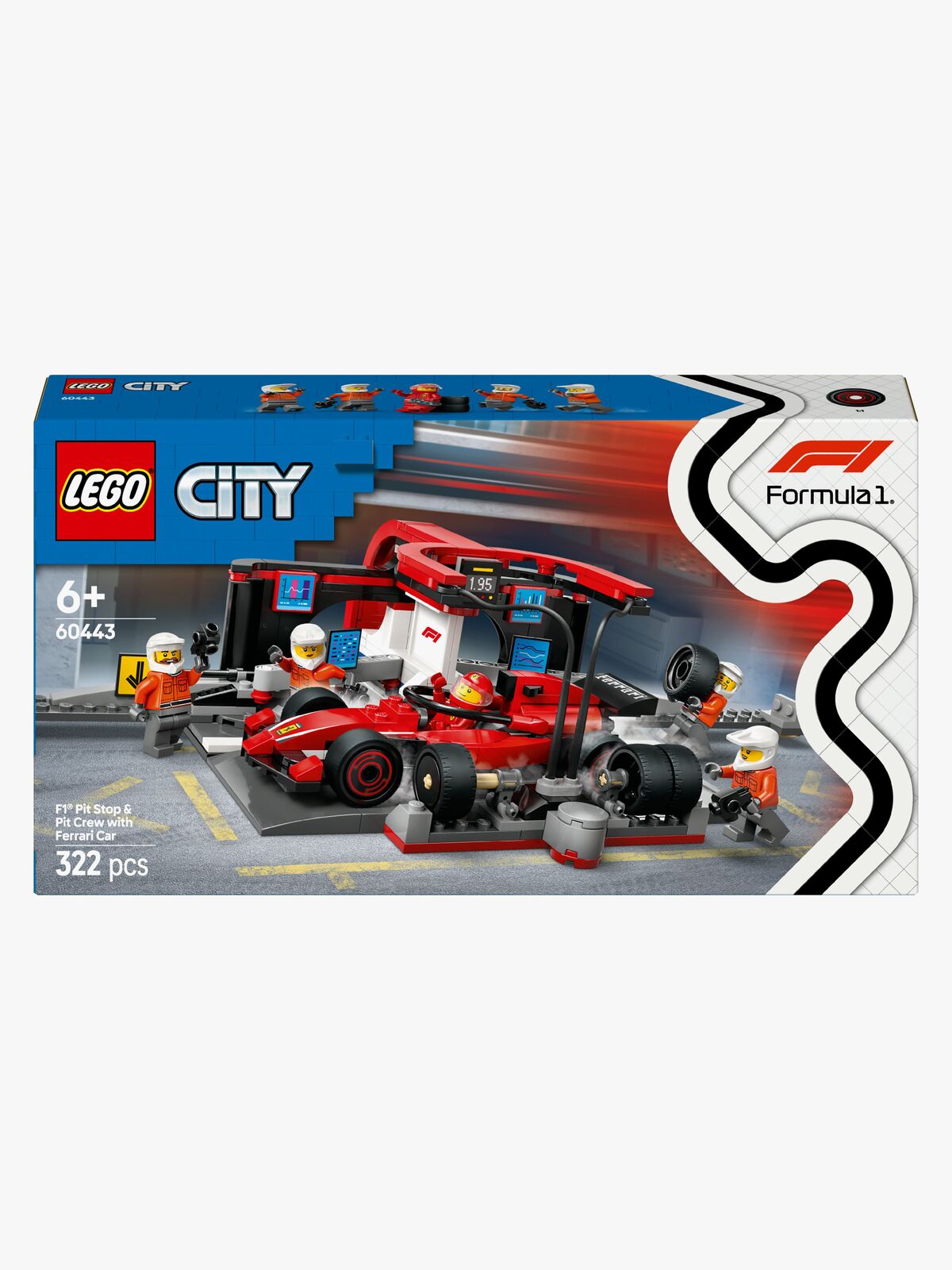 LEGO City 60443 F1 Boxenstopp mit Boxencrew und Ferrari Flitzer