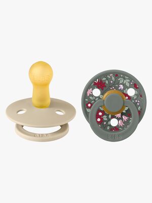 BIBS x Liberty Colour Schnuller 2er-Pack Latex Größe 2 Rund, Chamomile Lawn/Pine Mix