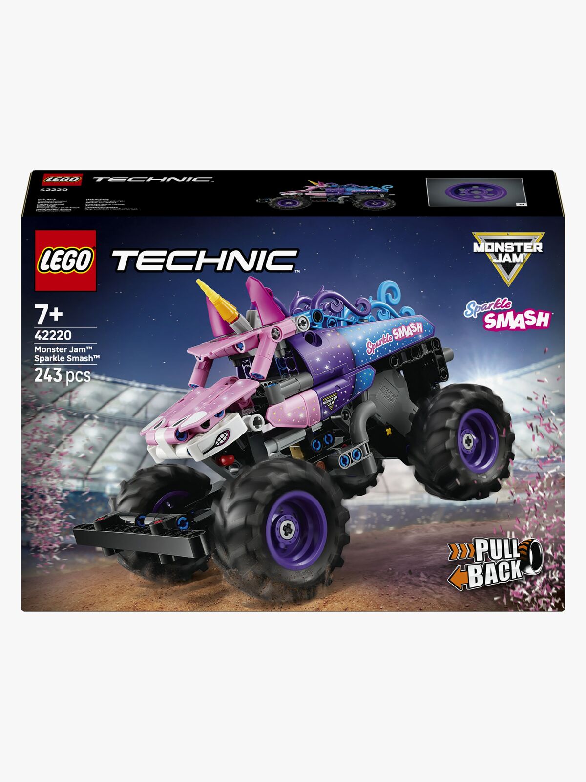 LEGO Technic 42220 Monster Jam Sparkle Smash mit Rückziehmotor
