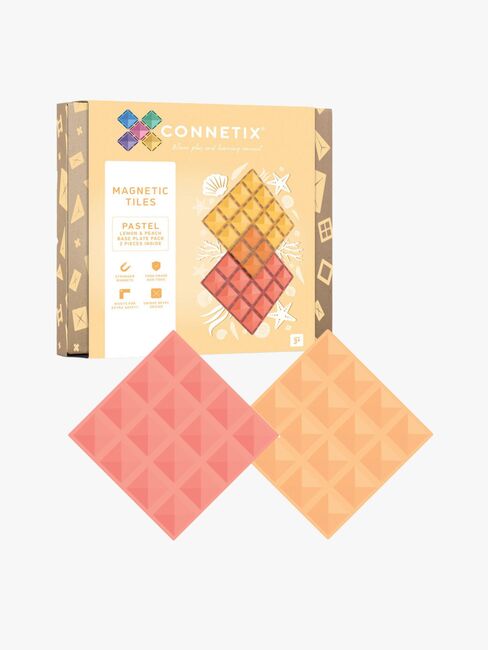 Connetix Bodenplatten 2er-Pack, Pastel Lemon & Peach