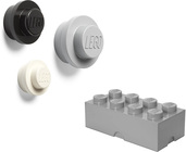 LEGO Aufbewahrung mit Wandhaken 3er-Pack Grau/Schwarz/Weiß