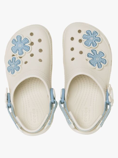 Crocs Classic Denim Flower Kids Pantoffeln, Summit White