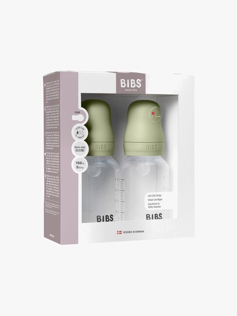 BIBS Slow Flow Fläschchen Silikon 2er-Pack 150 ml, Sage
