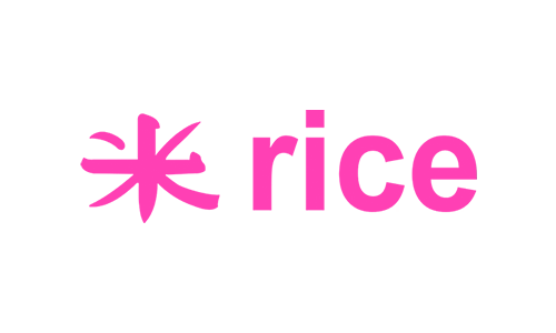 Logo von Rice mit pinkem Text 'Inredningsveckor'.