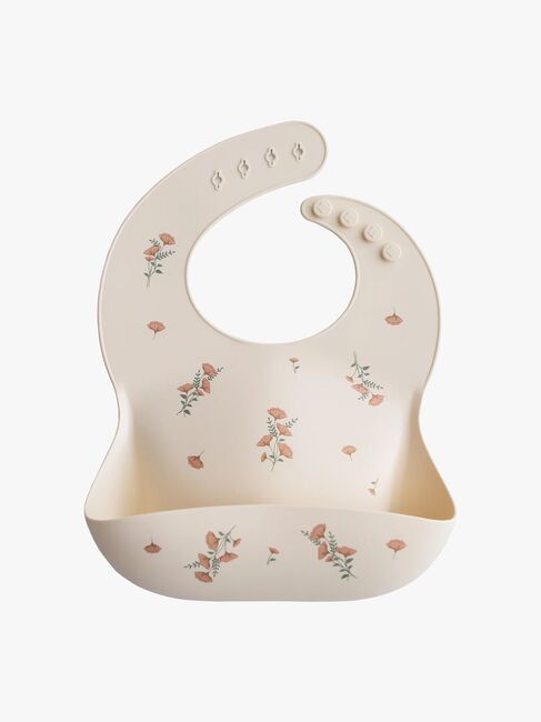 Mushie Lätzchen Silikon, Pink Flowers