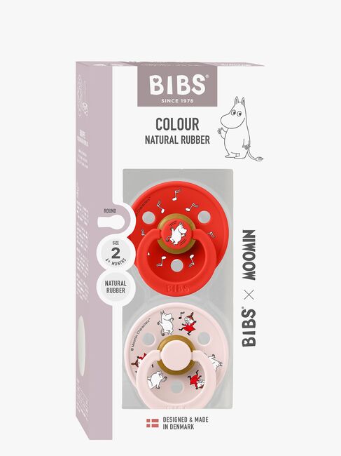 BIBS x Moomin Colour Dancing Schnuller 2er-Pack Latex Größe 2, Candy Apple