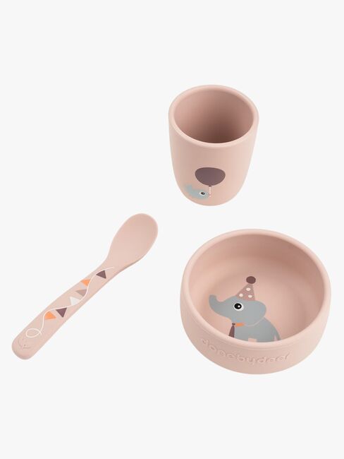 Done By Deer Celebration Silikon Geschirr-Set Stick & Stay, Powder