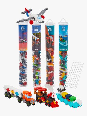 Plus-Plus Bausatz mit Bodenplatte & Röhre Fahrzeug 4x100 Teile