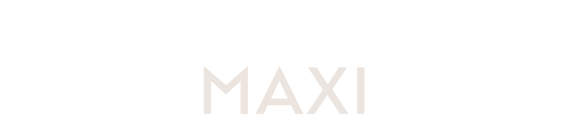 Hervorstechendes Wort 'MAXI' auf transparentem Hintergrund.