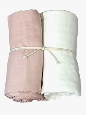 Mini Dreams Musselintuch 2er-Pack, Weiß/Rosa