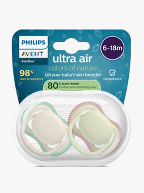 Philips Avent Ultra Air Schnuller 6–18m 2er-Pack, Beige/Hellgrün