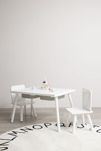 Alice & Fox Tisch und Stühle mit Aufbewahrung, Weiß