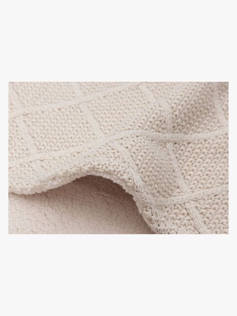Jollein Strick-Decke Karomuster mit Teddy-Fleece, Oatmeal