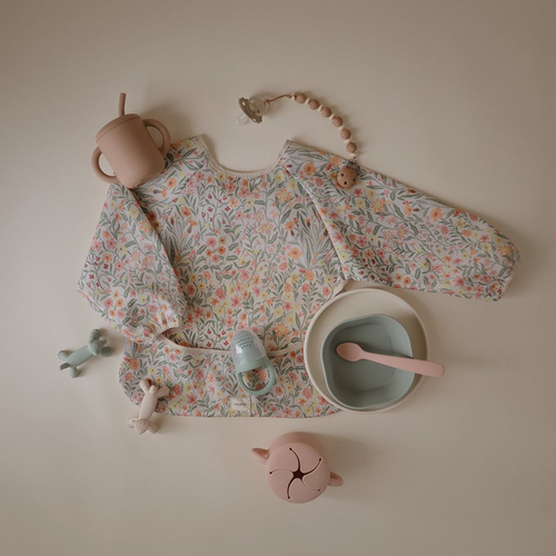 Mushie Langärmliges Lätzchen, Pastel Blooms