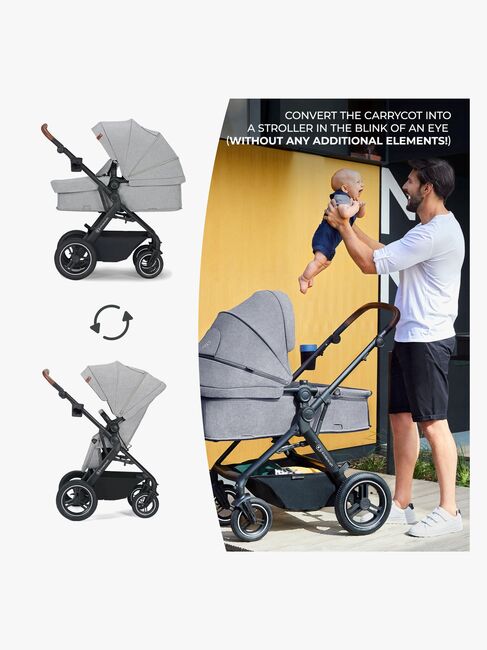 Kinderkraft Multifunctional 3-in-1 B-Tour Mink Pro Kombikinderwagen, Light Grey