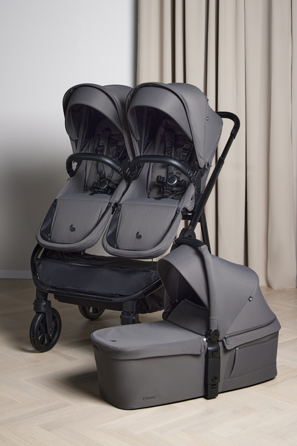 Beemoo Pro Twin 2 Geschwisterwagen inkl. Liegewanne, Mocha Grey
