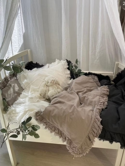 Mini Dreams Bettwäsche Babybett Vintage Rüschen, Khaki